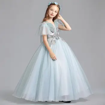 2020 Otroci Dekliška Luksuzni Cvet Vezenje Princesa Pageant Obleko Otroci Čipke Appliques Borthday Stranka Obleke, Obleko Za Deklice, L132