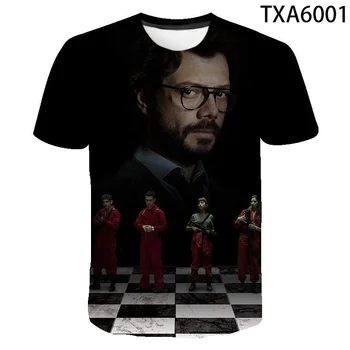 2020 Poletje La Casa De Papel 3D T shirt Fant Dekle Otroci Moda Ulične Moških, Žensk, Otrok Natisnjeni T-shirt Kul Vrhovi Tee