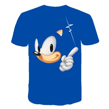 2020 Poletje otroci Sonic Hedgehog T-shirt Modra 3D Tiskanih Dekleta Ulične Otroke, Otroška Oblačila Smešno T shirt O-Vratu