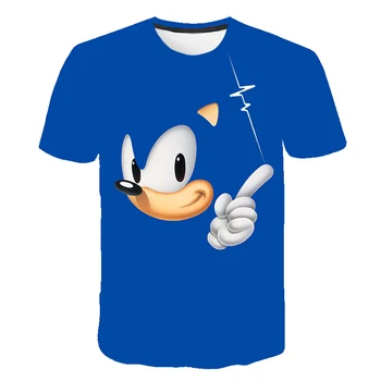 2020 Poletje otroci Sonic Hedgehog T-shirt Modra 3D Tiskanih Dekleta Ulične Otroke, Otroška Oblačila Smešno T shirt O-Vratu