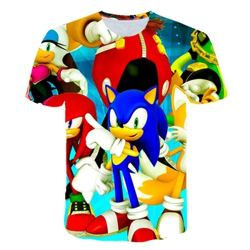 2020 Poletje Otroško Oblačila Za Dekleta Sonic 3d, Anime, natisnjeni T Shirt Fant Dekle Kul Priložnostne O-Neck Kratek Sleeve Majica s kratkimi rokavi