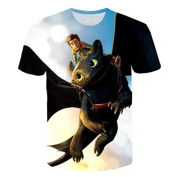 2020 Poletje Vroče Prodaje Otroci T-Shirt Srčkan Vrhovi, Kako Train Your Dragon Risanke 3D T-Shirt Poletnih Oblačil Anime moška Majica s kratkimi rokavi