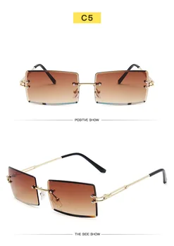 2020 vintage sončna Očala Ženske blagovne Znamke Modno Oblikovanje Rimless Gradient sončna Očala Odtenki Rezanje Objektiv Ženske Očala brez okvirjev