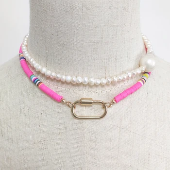 2020 ženske obesek pisano ogrlico ročno bohemian izjavo plaži nakit openable spirala sponke obesek choker darila