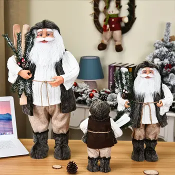 2021 Božični Okraski za Dom, Otroke Novo Leto Božična Darila Santa Claus V Bel Telovnik z Rolko za Okna