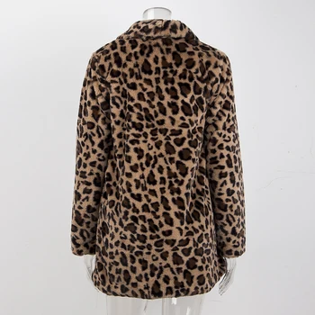 2021 Ženske Leopard Coats Pozimi Plišastih Toplo medvedek Jakne Plašči Specializiranimi za umetno Krzno Žensk Outwear Moda Dolgo Hooded Za Ženske Vroče