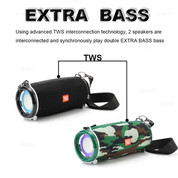 20W Prostem Bluetooth Zvočniki Subwoofer TWS boombox Nepremočljiva Prenosni Predvajalnik Glasbe 2400 mAh baterija stolpec soundbar caixa de