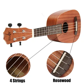 21 Palčni 4 String Ukulele Havajih, Ananas Slog Mahagoni Mini Kitara Ljubitelj Glasbe Električni Bas, Ukulele Kitara Glasbeni Instrument
