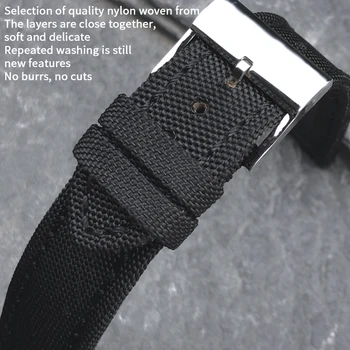 22 mm Visoke Kakovosti Najlon Tkanine Watch Band Zamenjava za Breitling Maščevalec Črnega Usnja Cowhide Trak Jeklo Pin Sponke Orodja