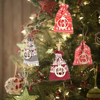 24PCS Božični Adventni Koledar Odštevanje Vrečko Visi Sladkarije Darilne Vrečke Vrečka DIY Božični Okraski, s Posnetki Nalepke Vrv