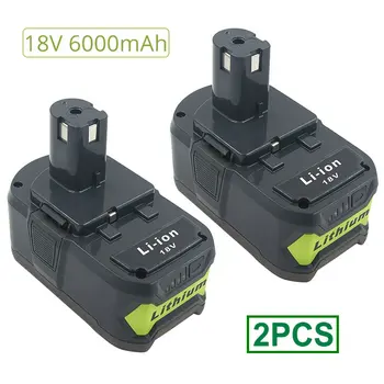 2PCS 18V 6000mAh Li-ionsko Moč Orodja Nadomestna Akumulatorska Baterija za Ryobi ENO P108 P109 P106 P105 P104 P103 RB18L50 RB18L40