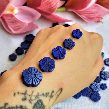 2PIECES lapis lazuli cvet vklesan 9-18mm za DIY nakit, izdelava svoboden kroglice FPPJ debelo biseri narave gem kamen