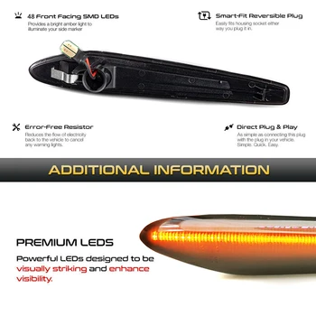 2x LED Dinamični vključite opozorilne luči za Fender Prednji Strani Oznako luči Za Alfa Romeo Spider 159 Sportwagon Boera #60691105 60691106