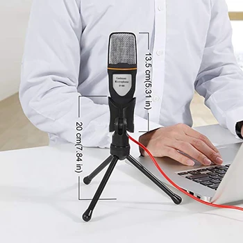 3,5 mm o Žične Stereo Kondenzatorski s Stojalom Mikrofona na RAČUNALNIK, Mobilni Telefon v Živo Petje Karaoke Bar Prenosnik
