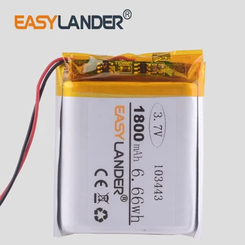 3,7 V litij-polimer baterija 103443 1800MAH avtomat MP3 predvajalnik MP4 MP5 GPS navigator Radio avto dvr 103543