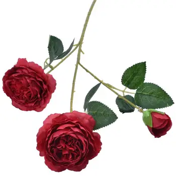 3 glavo umetne rože peony simulacije cvet poroko rekvizitov, okras cvet svile cvet zahodni rose peony ponaredek cvet