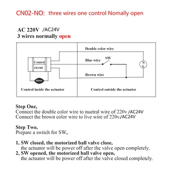 3 način, AC220V/24V 5/12V/24V medenina Motorizirani kroglični ventil Električni krogelni ventil električni pogon DN15 - DN40 Nomally odpiranje /zapiranje