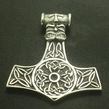 316L iz Nerjavečega Jekla Cool Punk Gothic Thor je Kladivo Vikingi Lobanje Velik Obesek