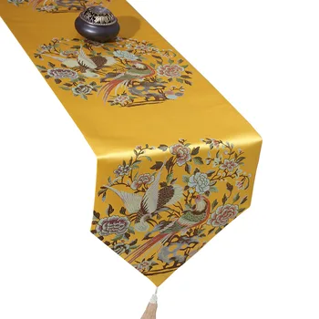 33x210cm Klasični Kitajski ptica cvet jacquardske namizni tekač tassel pohištvo tabela mat kritje posteljo tekač namizni prt prah dokaz
