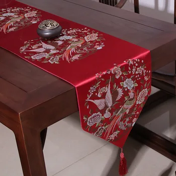 33x210cm Klasični Kitajski ptica cvet jacquardske namizni tekač tassel pohištvo tabela mat kritje posteljo tekač namizni prt prah dokaz