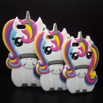 3D Cartoon Rainbow Unicorn Silikonski Nazaj Kritje Za iPhone 5 5s SE 5C 6 6s X XR Xs Max 7 8 Plus Touch5/6 Telefon Primerih Fundas Coque