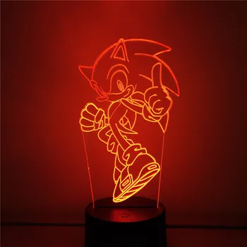 3D Noč Svetlobe Sonic Hedgehog Luminaria Lampe Anime Igra Desk namizne Svetilke Dom Dekoracija Razsvetljava Ustvarjalne Lampara Spalnica 8747