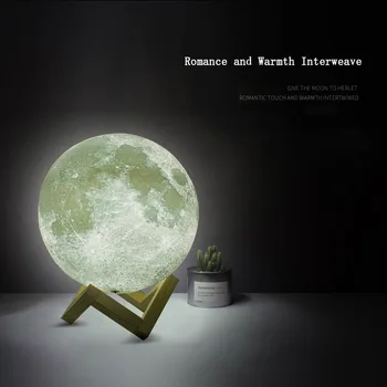 3D Tiskanje Luna Lučka Nočna Lučka za Polnjenje 3 Barve Tapnite kontrolna Lučka Sveti 16 Barv Spremenite Oddaljeno LED Moon Light Romantično Darilo