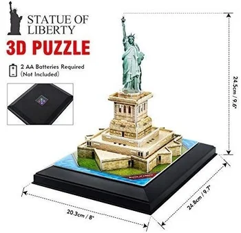 3D Uganke Kip Svobode v New Yorku Model z LED Cityline Gradnja Obrtnih Model Kompleti Izobraževalne Igrače Božič Darilo