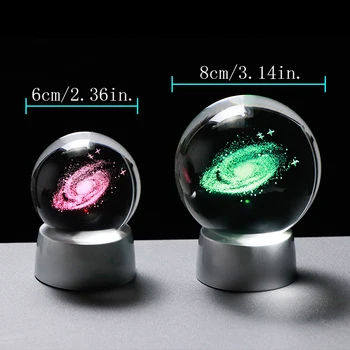 3D Vesolju Stekla Svetu Kristalno Galaxy Žogo Miniaturni Model, s Obračuna LED Domov Dekoracijo Področju Astronomije Dodatki 34379