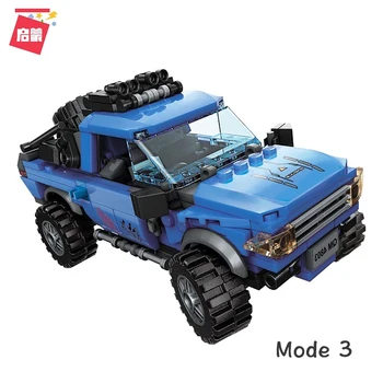 3in1 Ustvarjalca Serije Big Blue Dragon Tovornjaki Nastavite DIY Model Tehnika Gradnike, Igrače Za Otroke, Fantje Darila 389pcs Qman 4803