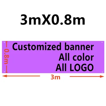 3X0.8m vse Barve po Meri zastava Banner z Grommets