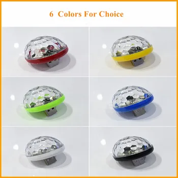 4 Kos Mini Diamand Design Avto USB LED Čarobno Disco Dekorativne Svetilke RGB Vzdušje Lučka Auto Notranjosti LED USB Fazi Učinek Luči