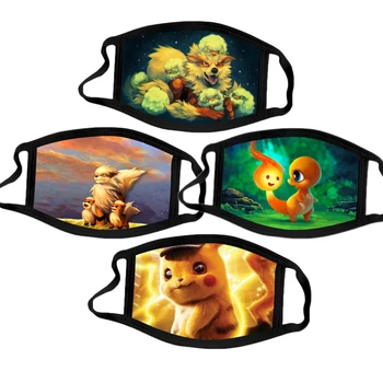 4 kos Pokemon Pikachu Srčkan risanka natisnjeni zaščitna maska za Obraz maska za Dihanje prah-dokazilo Windproof ponovno Stroj masko