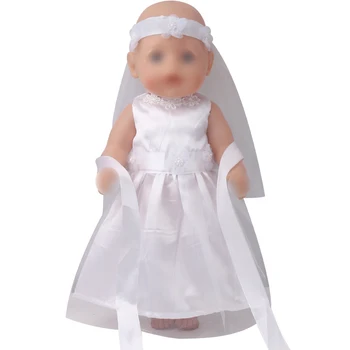 40-43 cm baby Boy lutke obleko belo poročno obleko+gaza šal fit 18-palčna Dekleta lutka American doll oblačila, Igrače Darilo f86