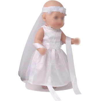 40-43 cm baby Boy lutke obleko belo poročno obleko+gaza šal fit 18-palčna Dekleta lutka American doll oblačila, Igrače Darilo f86