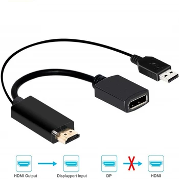 4K Pogon USB HDMI Moški-DP Display Port Ženski Adapter Pretvornik Naprave HDMI na DP aktivni USB napajanje