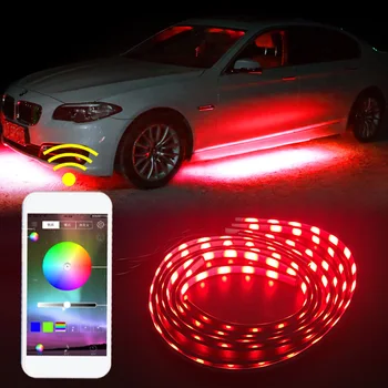 4PCS App nadzor 90 120 cm Avto RGB LED Trakovi LED Pod Avto Sijaj Podvozje Sistem Neon Luči nepremočljiva auto avto styling