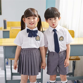 4Pcs Otroci Japonski Šoli Enotno Baby Fantje Dekleta Vrtec Diplomi Majica Plested Krilo Stopnji Uspešnosti korejski Obleke