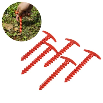 4pcs Rdeče Plastične Spirale za Kampiranje Nadstrešek Šotor Sidro Tleh Deležev Kljukice Pin za 14,5 cm