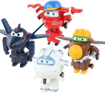 4PCS/Set Super Mini Krila Letala ABS Robot igrač in figuric Super Krilo Preoblikovanje Jet Risanka igrače za Otroke