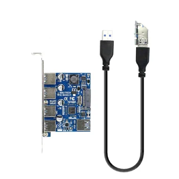 4Ports USB 3.0 HUB, da PCI-E PCI Express 1x Širitev Sim Adapter 5Gbps w USB3.0 Kabel Riser Kartice za PC Namizni Računalnik