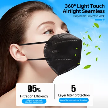 5-200 Kos KN95 Masko Anti-fog Močno Zaščitno Masko Varnost Prah Respirator Maska 95% filtracijo sklada mascarillas Večkratno uporabo
