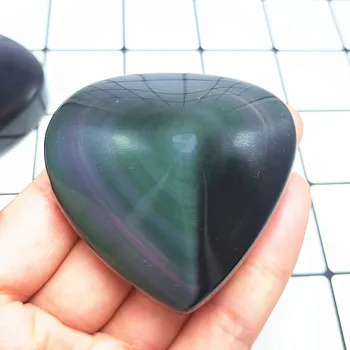 5-7cm Naravnih mavrični obsidian kristalno srce obsidian Quartz Srce Oblika Kristalov Zdravljenje Darilo 1pcs 7347