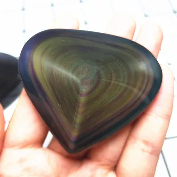 5-7cm Naravnih mavrični obsidian kristalno srce obsidian Quartz Srce Oblika Kristalov Zdravljenje Darilo 1pcs