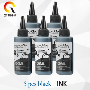 5 PK BLACK Dye ponovno Polnjenje Ink Zamenjava Za HP Komplet 100 ML Steklenički s črnilom za Epson Premium za Canon Inkjet Tiskalnik Za Brat