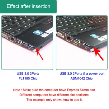 54 mm Express Card 3 Vrata ali 2 Vrat USB 3.0 Adapter FL1100 ali AMS1042 Čip kartico Expresscard PCI-E, da USB Adapter Pretvornik Za Laptop