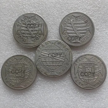 5pcs/veliko Brazilija Mešani Datumi 600-960 Reis Silver Plated Kopija Kovanca 2909