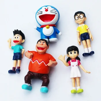 5Pcs/Veliko Doraemon Številke Nobita Sizuka Takeshi PVC Slika Igrače 5-7cm Mini Model Lutka za Otroke