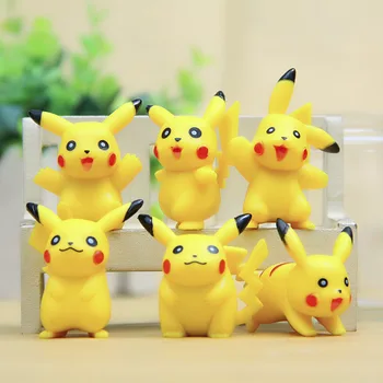 6set Pokemon Pikachu figuric Anime Pikachu Igrače Mini Pikachu Slika Darila, Božična Darila, Igrače