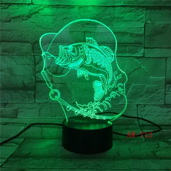 7 Barva Spreminja, Ribe 3D led Lučka za USB Polnjenje Ribolov 3D noč svetloba Namizne svetilke Dotik Gumb namizne Svetilke, Darila za Otroke AW-713 25135